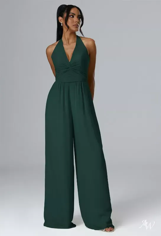 View 1 of (3XL) Womens Romper with Tie over the Shoulder Sleeves, Green