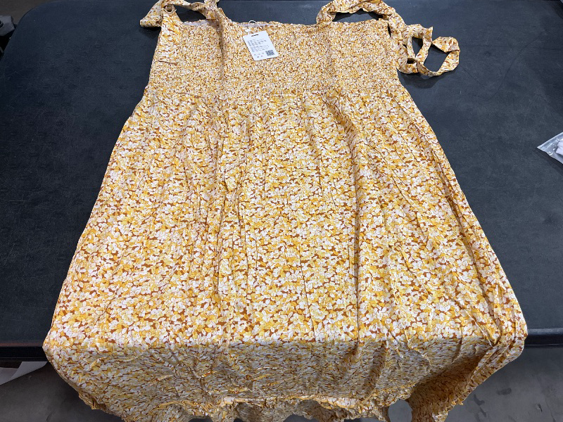 View 2 of (2XL) Womens Floral Maxi Dress Long, With Tieable Sleeves - Yellow
