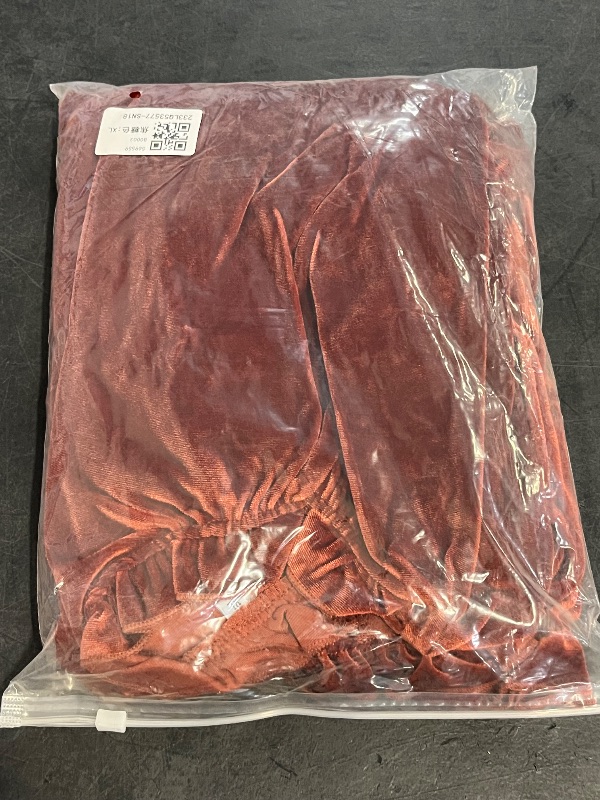 Photo 1 of (XL) Velvet Orange Ruffle Neck Dress 