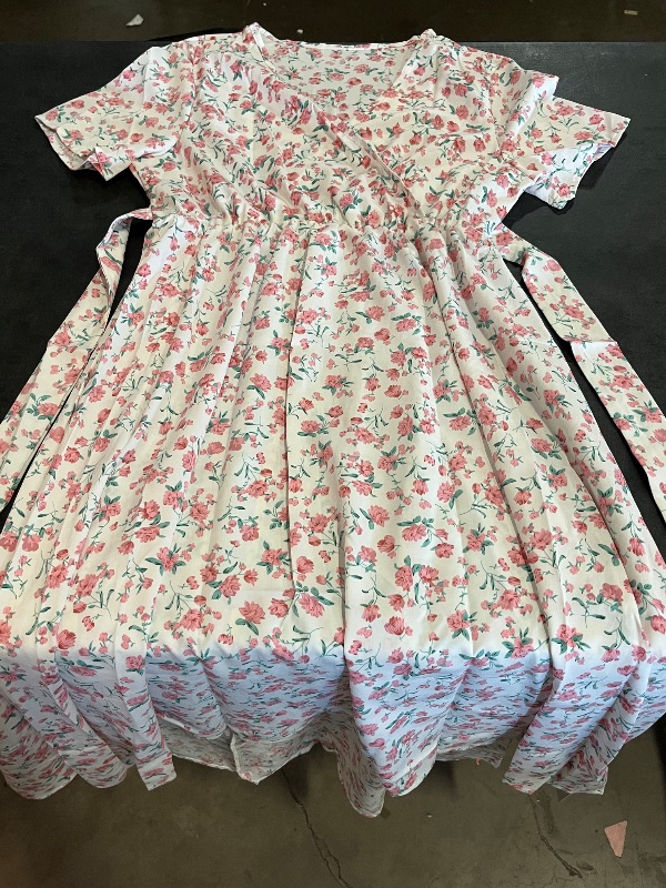 Photo 1 of (L) Womens Floral Dress with Back Tie - Shorter Layer in Front 