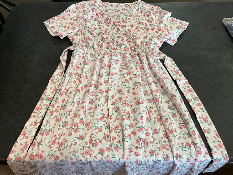 Photo 1 of (L) Womens Floral Dress with Back Tie - Shorter Layer in Front 