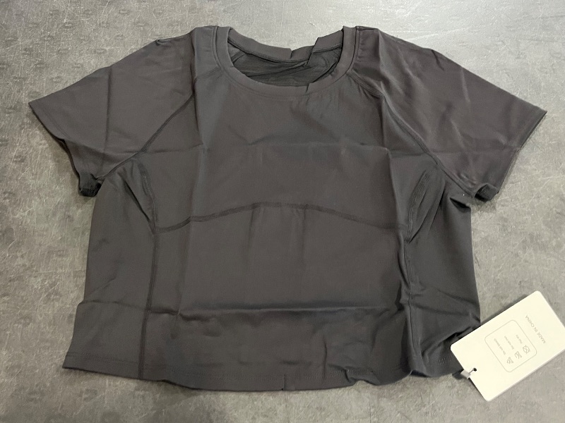 Photo 1 of (L) Workout Crop Tops for Women Yoga Short Sleeve Mild Support Slim Fit Cropped Athletic Shirts Gym Tee
