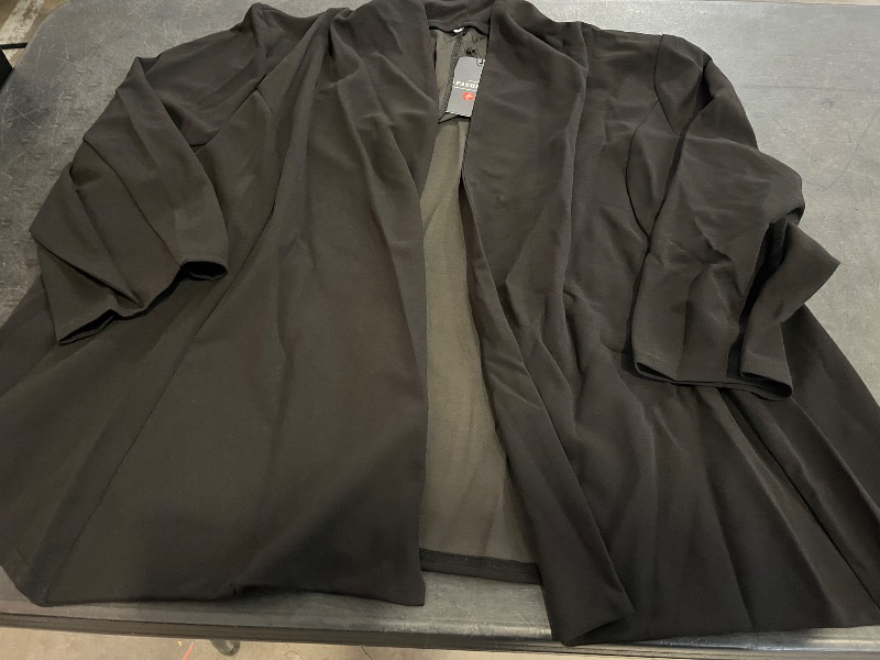 Photo 1 of (5XL) Women's Plus Size 3/4 Sleeves Lightweight Open Front Cardigan Draped Ruffles Shawls and Wraps Shrugs Kimono Jacket