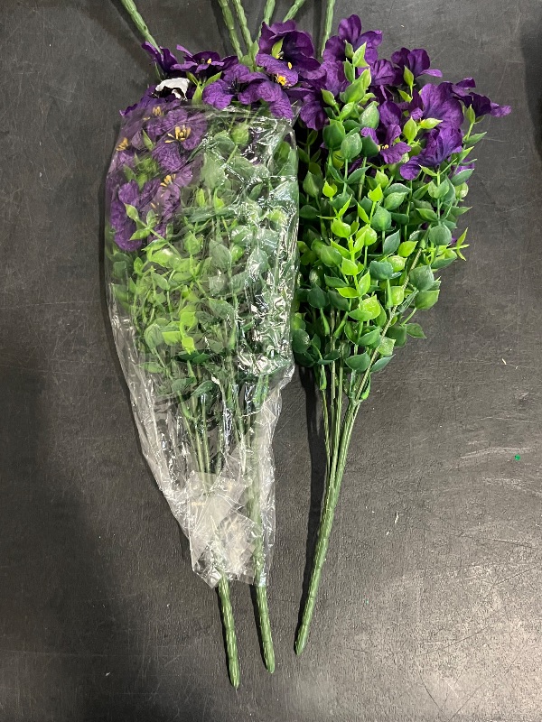 Photo 1 of 12Pcs Artificial Violet Flower Stems Simulated Eucalyptus Plants Faux Floral Arrangement for Indoor Festival Home Décor with Mixed Red, Pink, Yellow, and Deep Purple Colors
