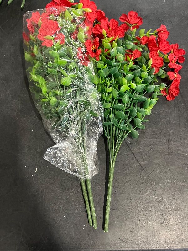 Photo 1 of 12Pcs Artificial Violet Flower Stems Simulated Eucalyptus Plants Faux Floral Arrangement for Indoor Festival Home Décor with Mixed Red, Pink, Yellow, and Deep Purple Colors
