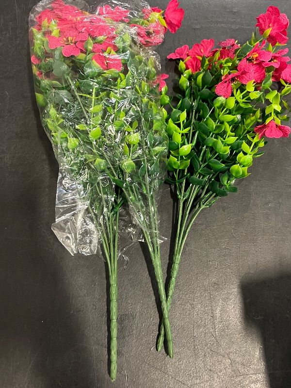 Photo 1 of 12Pcs Artificial Violet Flower Stems Simulated Eucalyptus Plants Faux Floral Arrangement for Indoor Festival Home Décor with Mixed Red, Pink, Yellow, and Deep Purple Colors
