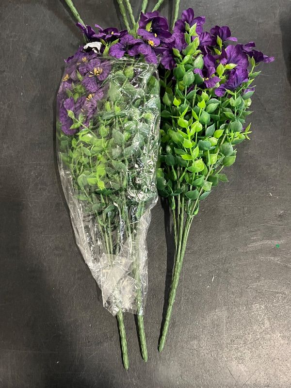 Photo 1 of 12Pcs Artificial Violet Flower Stems Simulated Eucalyptus Plants Faux Floral Arrangement for Indoor Festival Home Décor with Mixed Red, Pink, Yellow, and Deep Purple Colors
