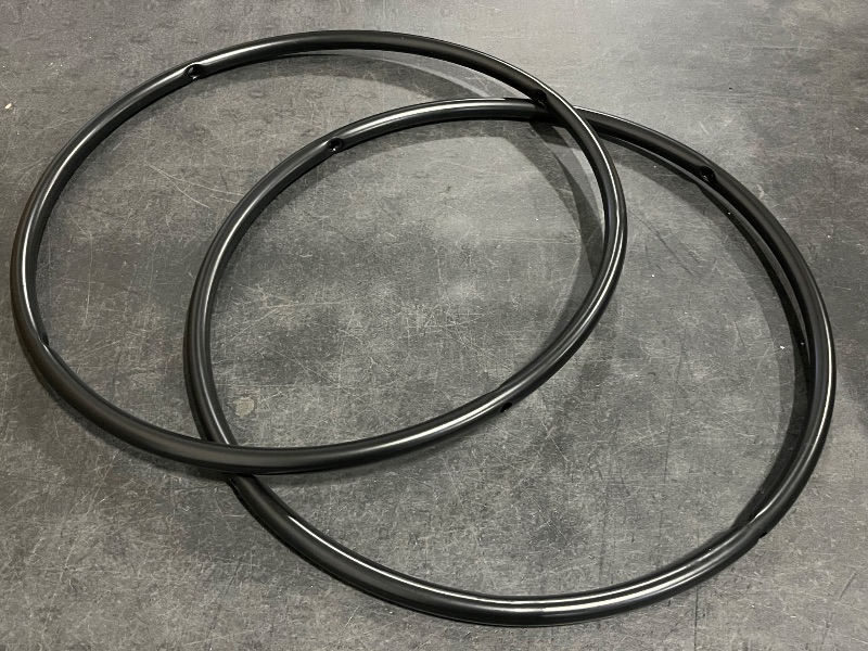 Photo 1 of Bar Stools Set of 2, 24” Swivel Counter Height Barstool with PU Leather Upholstered Seat, Hollow Curved Back, Solid Wood Legs & Metal Footrest, Kitchen Island Chairs for Dining Room, Camel