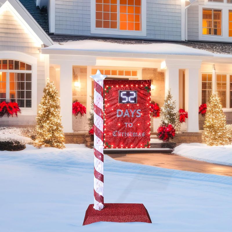 Photo 1 of 5FT Lighted Christmas Countdown Sign, Remote Control Available Within 0-60 Days, Holiday Countdown Sign Decor with 125 LED Lights, Freestanding Glittered Holiday Display for Outdoor, Indoor

