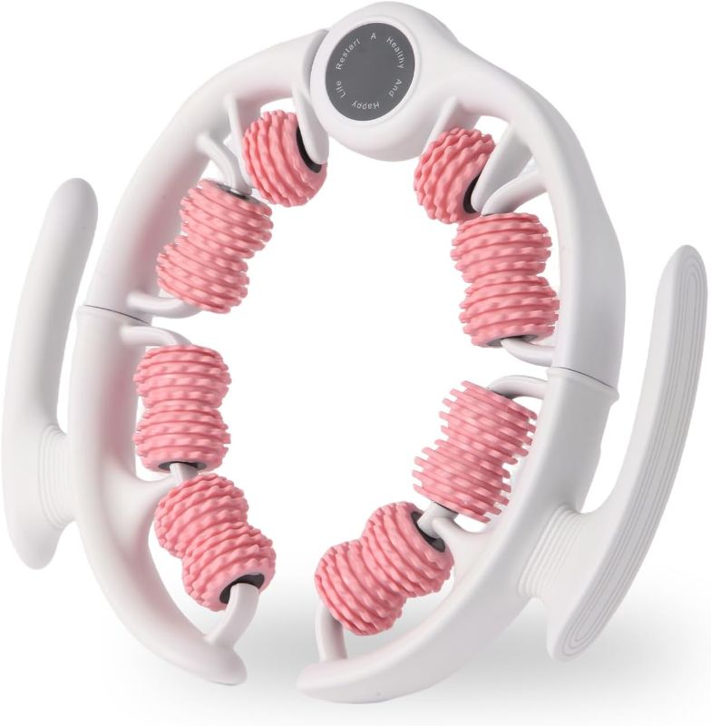Photo 1 of Cellulite Massage Tool Lymphatic Drainage Massager for Thighs & Legs & Buttocks, Anti Cellulite Roller with Detachable Handles Fascia Massage Tool for Contoured & Smoother Skin, White-Pink
