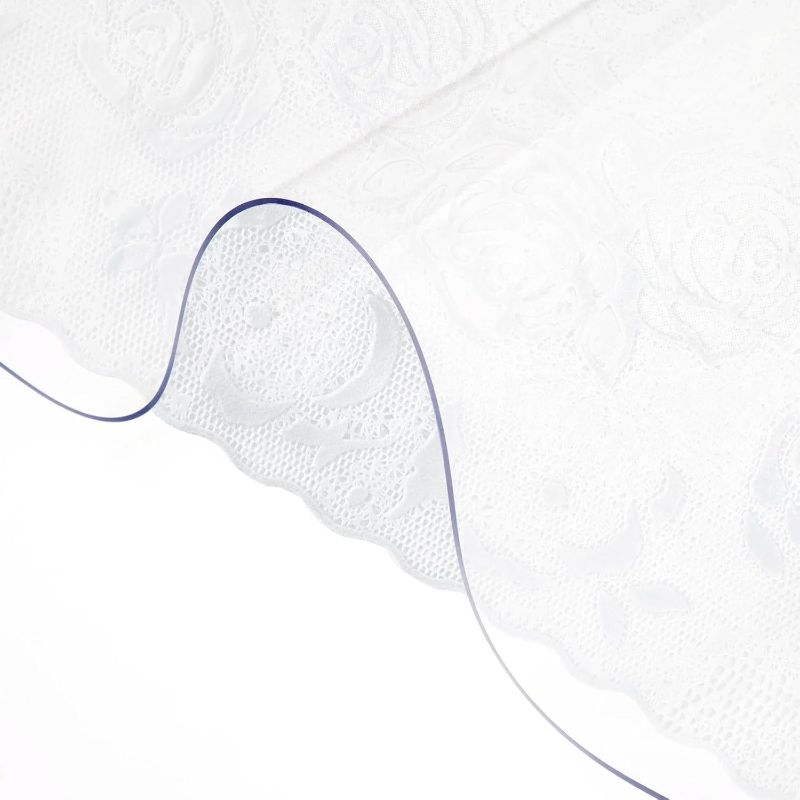 Photo 1 of 1.5 mm Thick 42 x 60 Inch Clear Table Cover Protector, Waterproof, Easy Cleaning Rectangle Desk Mats, Table Protector, Plastic Table Cover, Dining Table Protectors Pads for Office Dresser
