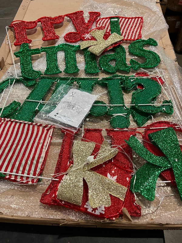 Photo 1 of BlueWish 6FT Merry Christmas Sign, Pre-Lit Christmas Sign with 456 LED Lights, 2-in-1 Hanging or Freestanding Holiday Greeting Light for Indoor and Outdoor
