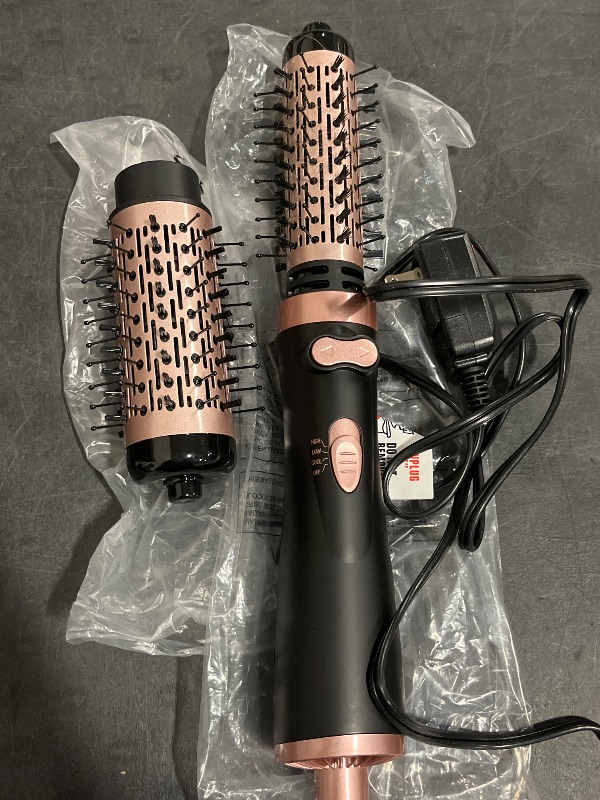 Photo 1 of Rotating Hair Dryer Brush Ceramic, Blow Dryer Brush 2 Spin Brushes Set 1.5 Inch &2 Inch, One-Step Hot Air Brush Volumizer, Smooth, C-Curls|Black (Black)
