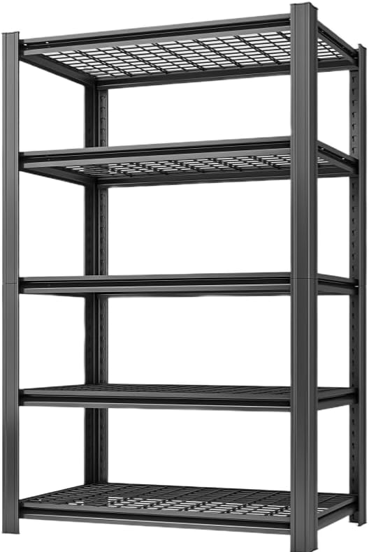 Photo 1 of 5 Tier Metal Shelving Unit, Adjustable Storage Shelves, 72" H x 35.43" W x 15.8" D Heavy Duty Garage Shelves for Warehouse, Basement, Kitchen, Pantry, Living Room, Black