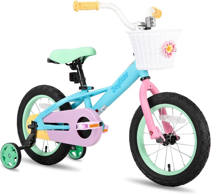 Photo 1 of JOYSTAR 12 14 16 Inch Kids Bike for 2-7 Years Girls 33-53 Inch Tall, Toddler Girls Bike with Training Wheels, Rainbow Bikes, Children Bicycle, Macaroon

