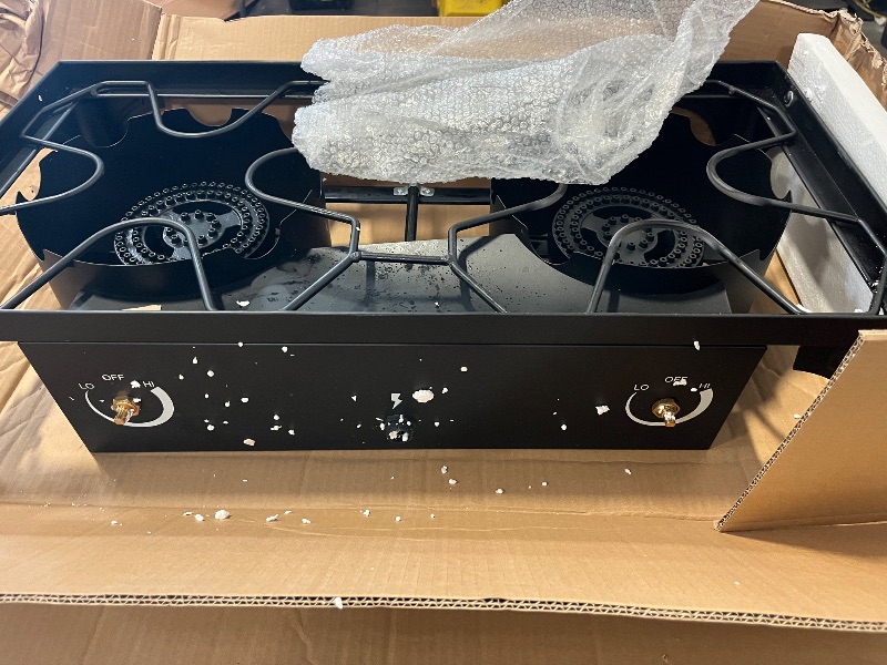 Photo 1 of Bestfire 2 burner Camping Stove with Auto Ignition Button,Side Shelves & Regulator150,000 BTU High Pressure Gas Stove Propane Burner With Removable Legs for Outdoor BBQ&Backyard Cooking Camping Home