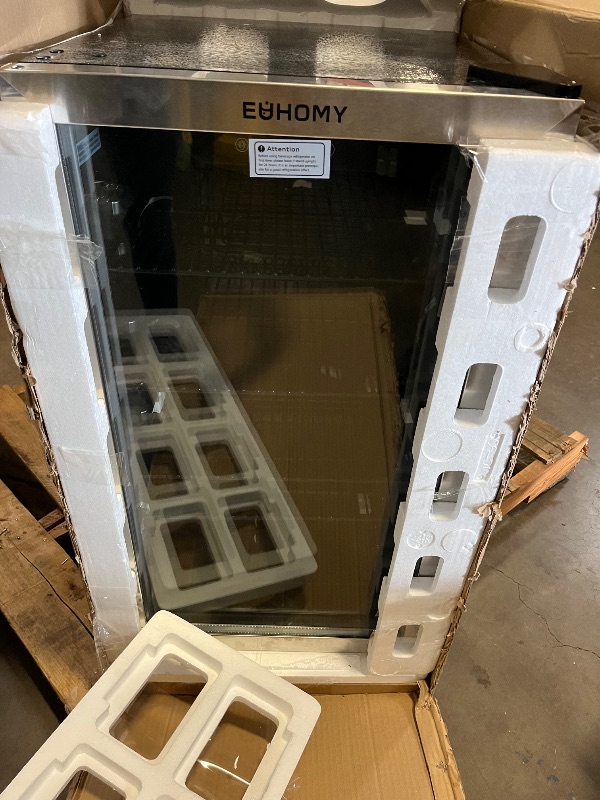 Photo 1 of EUHOMY Beverage Refrigerator and Cooler, 128 Can Mini fridge with Glass Door, Small Refrigerator with Adjustable Shelves for Soda Beer or Wine, Perfect for Home/Bar/Office, Silver
