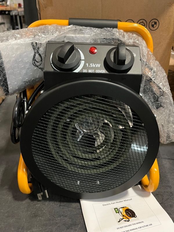 Photo 1 of Greenhouse Heater with Digital Thermostat, Grow Tent Heaters, Overheat Protection, Fast Heating for Green House, Flower Room, Yellow-Black
