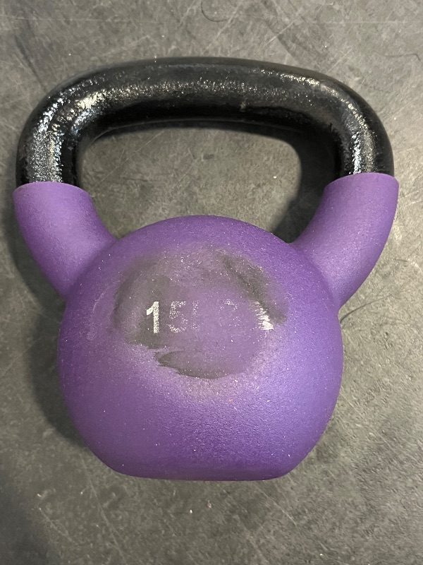 Photo 1 of Kettlebell,15 LB Neoprene Coated Cast Iron Kettlebells, Wide Grip Handle & Flat Bottom for Swings, Squats, Deadlifts, Push Ups & Full Body Training at Home Gym - Single & Set