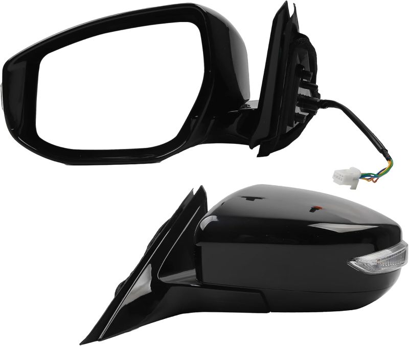 Photo 1 of Dasbecan Left Driver Side Door Mirror Compatible with Nissan Altima 2013-2018 Heated with Turn Signal Indicator Power Glass Manual Folding Replaces 963743TH1A Black 6Pins
