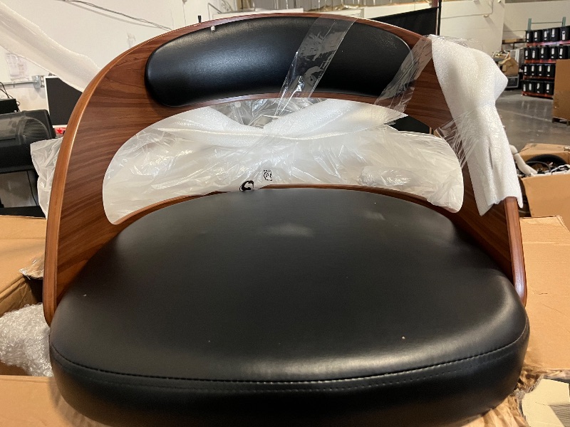 Photo 1 of Bar Stools Set of 2, 26" Swivel Counter Height Bar Stools with Bentwood Legs and Back, Mid Century Modern Faux Leather Upholstered Counter Stools for Kitchen Island, Bar, Restaurant, Black