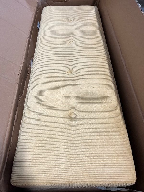 View 2 of Entryway Bench - Bench for Bedroom, Modern Ottoman End of Bed, Corduroy Padded Benches for Living Room, Foyer, Mudroom, Hallway - 39" L x 14" W x 17" H