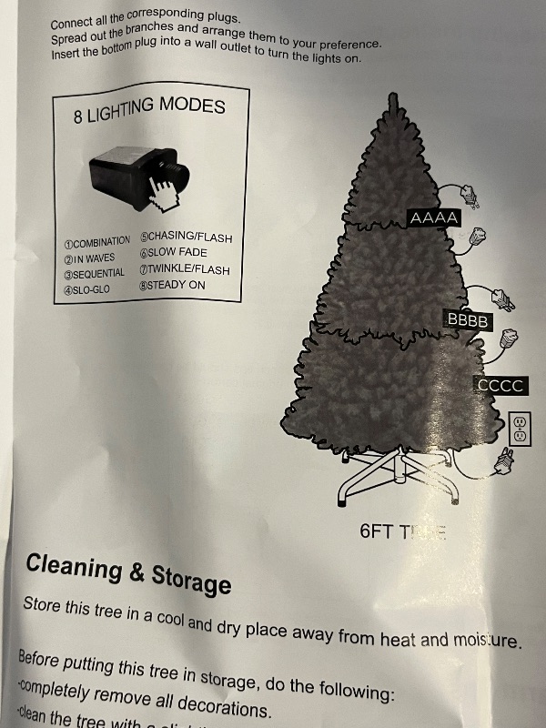 Photo 1 of 6ft Green Christmas Tree with Storage Bag and 8 Mode Lighting 