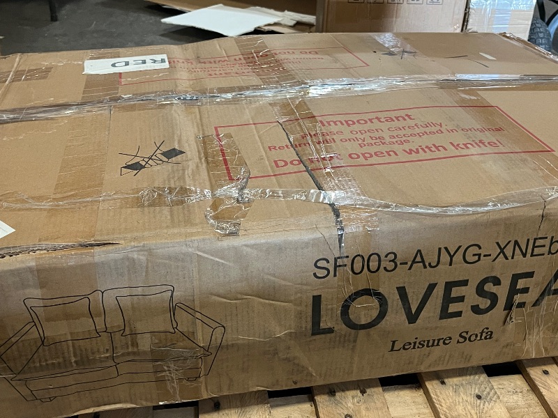 Photo 1 of 50 Inch Loveseat Sofa | Comfy Small Couch for Bedroom, Living Room, Office | Mini 2 Seater Sofa in a Box | Deep Seat with Double Layer Upholstered Cushion, Removable Cover, Chenille Fabric | Black
