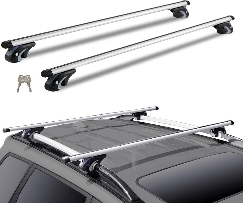 Photo 1 of VEVOR Roof Rack Cross Bars, Aluminum Roof Rack Crossbars, Fit Raised Side Rail with Gap, 200 lbs Load Capacity, Adjustable Crossbars with Locks, for SUVs, Sedans, and Vans
