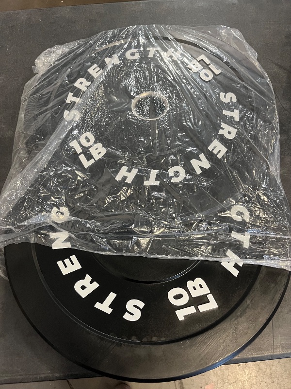 Photo 1 of 2-Inch Olympic Bumper Plates, 100% Virgin Rubber Low Bounce Barbell Weight Plates for Home Gym Strength Training, 10lb-45lb Black with Color-Coded
