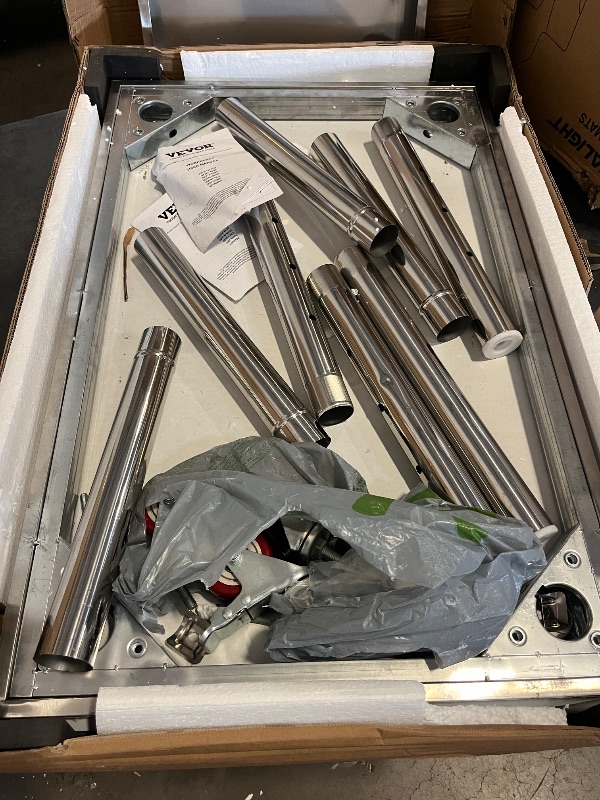 Photo 1 of **********MISSING PARTS*******
Vevor Mophorn Stainless Steel Work Table 36x24 Inch with 4 Wheels, Casters Heavy Duty Food Prep Worktable for Commercial Kitchen Restaurant, Silver