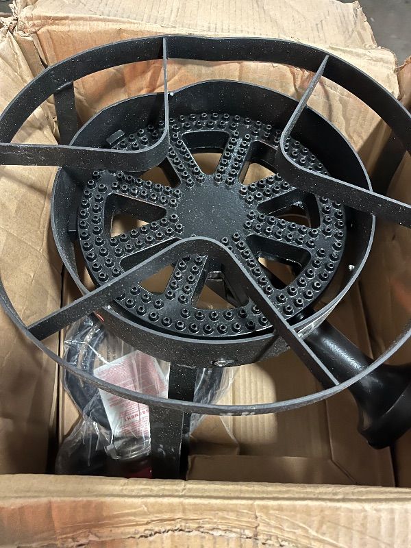 Photo 1 of Bestfire High Pressure Propane Burner, 120000 BTU Single Propane Stove with 4.1ft 0-20Psi Adjustable Hose with Regulator, 16" Square Steel Cooktop for Camping
