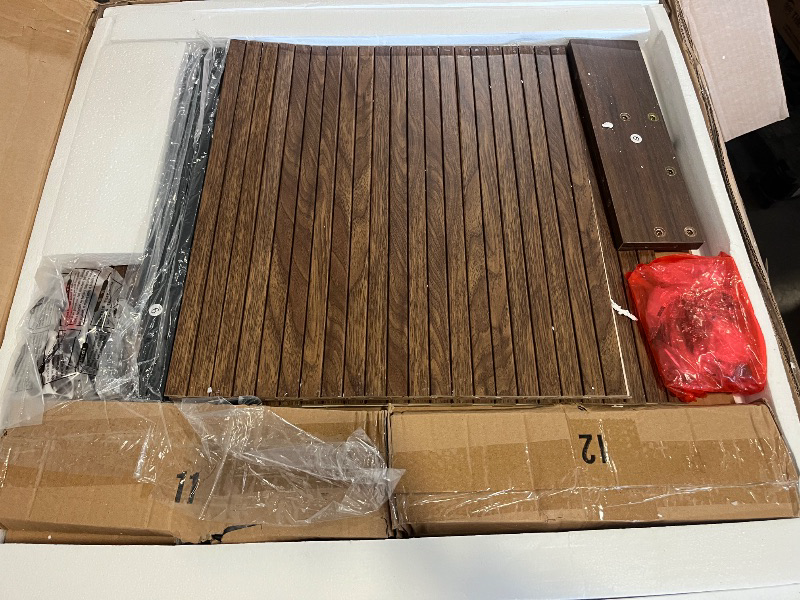 Photo 1 of FABATO Round Lift Top Coffee Table, Fluted Wood Accent Coffee Table with Hidden Storage and Open Shelves, Drum Table with Sliding Rolling Door, Small Center Table Dining Table for Living Room, Walnut