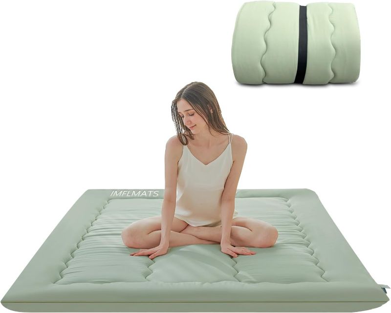 Photo 1 of Japanese Floor Mattress Futon Mattress,3" Foldable Tatami Sleeping Pad for Adults & Kids,100% High Density Foam Comfortable Floor Mattress Twin Size 39"x 80",Ideal for Comfort and Support,Green
