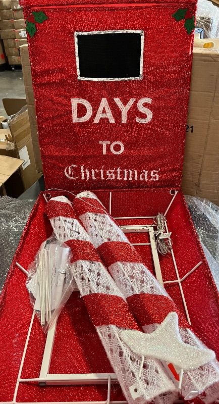 Photo 1 of 5FT Lighted Christmas Countdown Sign, Remote Control Available Within 0-60 Days, Holiday Countdown Sign Decor with 125 LED Lights, Freestanding Glittered Holiday Display for Outdoor, Indoor

