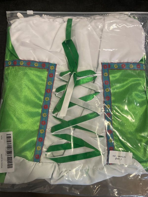 Photo 1 of (L) Women's Heart Pattern Fake 3-Piece Front Tie Front Strapless Blouse Cosplay Costume Set Green