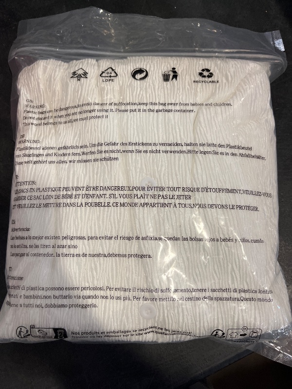 Photo 1 of (XL) Womens Silk Lounge 2 Piece Set Button Down Top with Pattern - White
