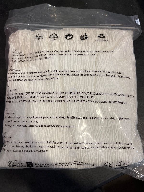 Photo 1 of (S) Womens Silk Lounge 2 Piece Set Button Down Top with Pattern - White
