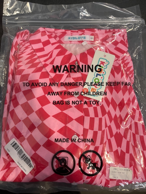 Photo 1 of (S) Women's 2 Piece sets Button Down Shirt Long Sleeve Short Drawstring Outfits Pink Print-Target

