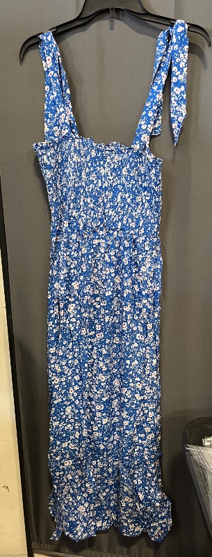 Photo 1 of (S) Tobrief Women's Boho Dress Summer Spaghetti Strap Square Neck Flowy Ruffle Beach Long Maxi Dress

