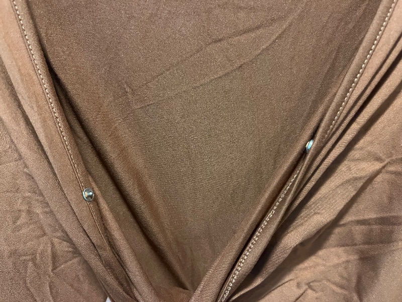 View 3 of (5XL) Coolmee Women's Plus Size Dress V Neck Long Sleeve Front Knotted Elastic Elegant Dress A Line Knee Length Midi Dress, Caramel
