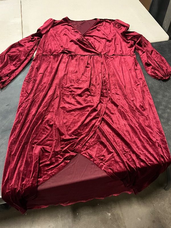 Photo 1 of (5XL) Velvet Red Wine Dress with Slit in Bottom

