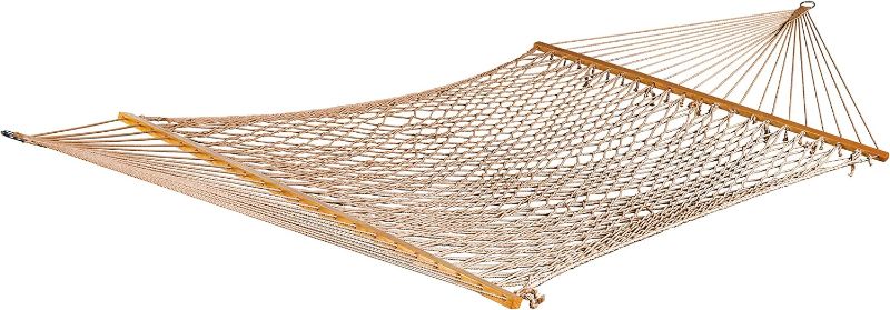 Photo 1 of Bliss Hammocks BH-410BR 60in Wide Cotton Rope Hammock, Indoor Outdoor Poolside Patio Backyard Hammock, Includes Chains & Hooks, Eco Friendly Polyester, Hardwood Spreader, 450lb Capacity, Brown