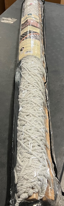 View 2 of Bliss Hammocks BH-410GR 60in Wide Cotton Rope Hammock, Indoor Outdoor Poolside Patio Backyard Hammock, Includes Chains & Hooks, Eco Friendly Polyester, Hardwood Spreader, 450 Pound Capacity, White