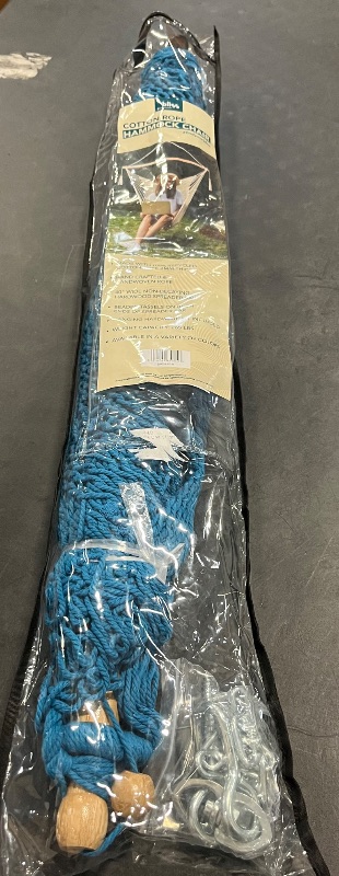 Photo 1 of Bliss Hammocks BHC-412LB Island Rope Hammock Chair W/ Spreader Bar & Hanging Hardware | 40-in. Wide | 265 Lb. Capacity (Light Blue)