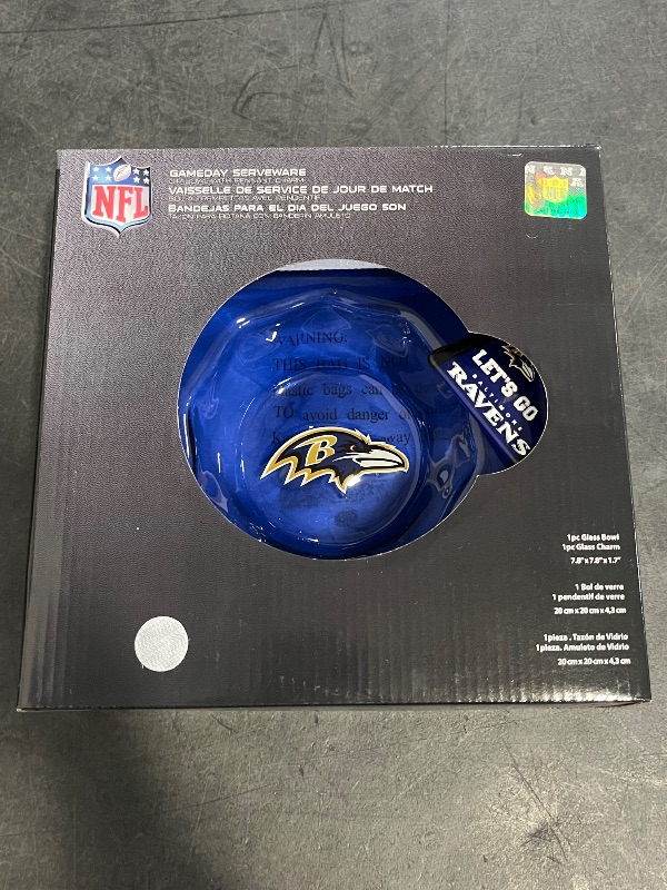 Photo 1 of Baltimore Ravens Glass Dip Bowl W/ Charm 8" 
