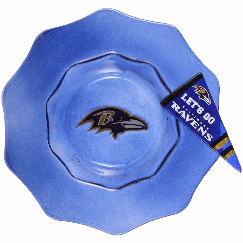 Photo 1 of Baltimore Ravens Glass Dip Bowl W/ Charm 8" 