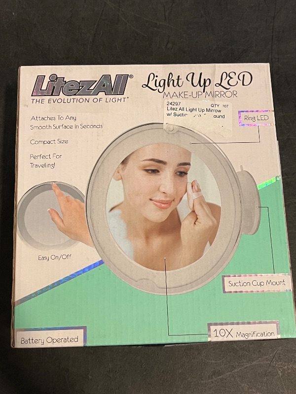 Photo 1 of LitezAll Battery Powered Make-up Mirror with Suction Cup Base
