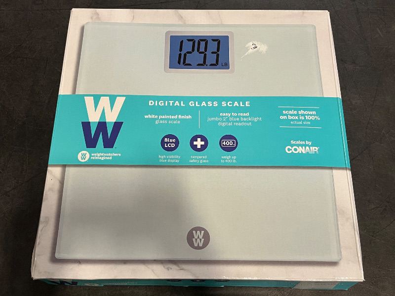 Photo 1 of Conair WW Digital Glass Scale with Jumbo 2" Backlit Display, 11-13/16" X 11-13/16", White
