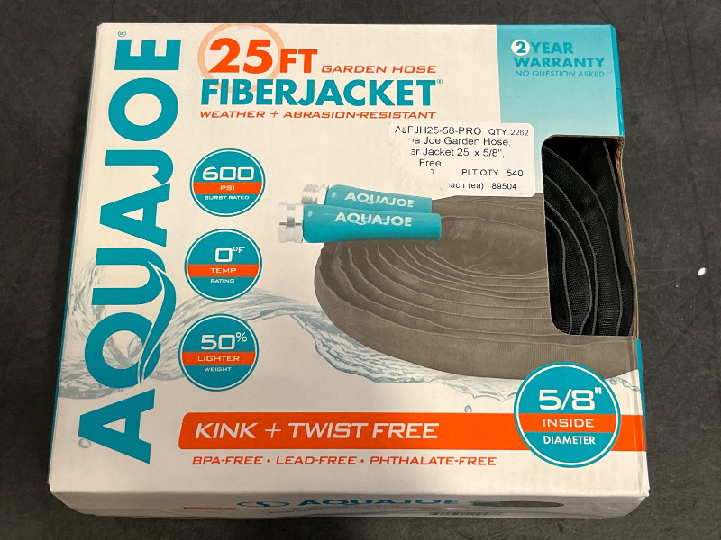 View 2 of Aqua Joe 25ft Ultra Flexible Kink-Free Fiberjacket Garden Hose Metal Fittings
